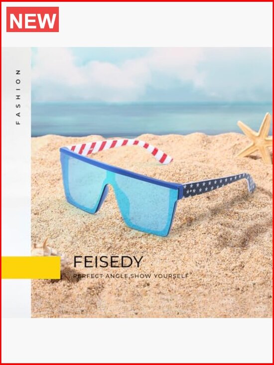 Oversized Flat Top Square Trendy Visor Sunglasses UV400 main image 5